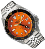 Seiko 5 Sports GMT Automatic Orange Dial Silver Steel Strap Watch For Men - SSK005K1 Authentic Buy Shop Now