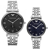 Emporio Armani Retro Black Dial Silver Steel Strap Watch For Men - AR1676 Authentic Buy Shop Now