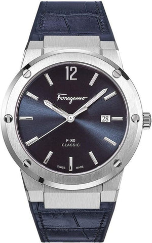Salvatore Ferragamo F-80 Classic Blue Dial Blue Leather Strap Watch for Men - SFDT00319 Authentic Buy Shop Now