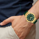 Salvatore Ferragamo F-80 Classic Green Dial Green Rubber Strap Watch for Men - SFHY02022 Authentic Buy Shop Now
