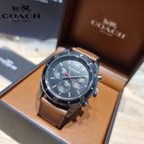 Coach Sullivan Chronograph Black Dial Brown Leather Strap Watch for Men - 14602070 Authentic Buy Shop Now