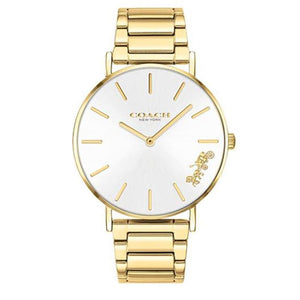 Coach Perry White Dial Gold Steel Strap Watch for Women - 14503345 Authentic Buy Shop Now