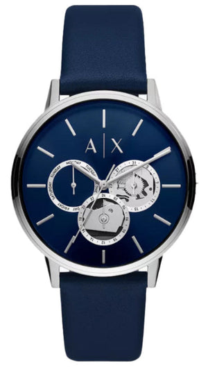 Armani Exchange Cayde Chronograph Blue Dial Blue Leather Strap Watch for Men - AX2746 Authentic Buy Shop Now