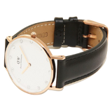 Daniel Wellington Classic Sheffield White Dial Black Leather Strap Watch For Women - DW00100076 Authentic Buy Shop Now