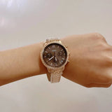 Fossil Neutra Chronograph Mother of Pearl Brown Dial Rose Gold Steel Strap Watch for Women - ES5218 Authentic Buy Shop Now