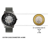 Fossil Neutra Automatic Skeleton Black Dial Grey Mesh Strap Watch for Men - ME3185 Authentic Buy Shop Now