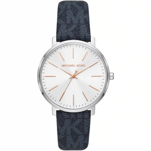 Michael Kors Pyper Quartz Silver Dial Blue Leather Strap Watch For Women - MK7244 Authentic Buy Shop Now