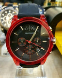 Armani Exchange Outerbanks Chronograph Black Dial Black Silicone Strap Watch For Men - AX1338 Authentic Buy Shop Now