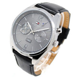 Tommy Hilfiger Deacan Grey Dial Black Leather Strap Watch for Men - 1791548 Authentic Buy Shop Now
