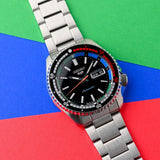 Seiko 5 Sports SKX Series Regatta Timer Retro Blue Dial Silver Steel Strap Watch For Men - SRPK13K1 Authentic Buy Shop Now