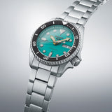 Seiko 5 Sports SKX Midi Automatic Teal Dial Silver Steel Strap Watch For Men - SRPK33K1 Authentic Buy Shop Now