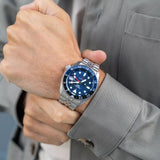 Seiko 5 Sports GMT SKX Automatic Blueberry Dial Silver Steel Strap Watch For Men - SSK003K1 Authentic Buy Shop Now
