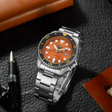 Seiko 5 Sports GMT Automatic Orange Dial Silver Steel Strap Watch For Men - SSK005K1 Authentic Buy Shop Now