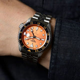 Seiko 5 Sports GMT Automatic Orange Dial Silver Steel Strap Watch For Men - SSK005K1 Authentic Buy Shop Now