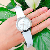 Calvin Klein Steady Silver Dial White Leather Strap Watch for Women - K7Q211L6 Authentic Buy Shop Now