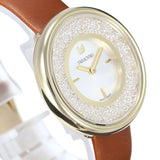 Swarovski Crystalline Pure White Dial Brown Leather Strap Watch for Women - 5275040 Authentic Buy Shop Now