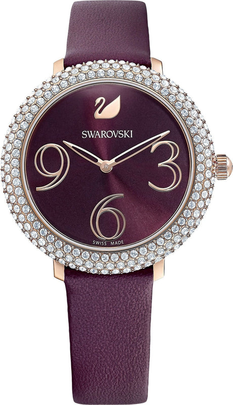 Swarovski Crystal Frost Red Dial Red Leather Strap Watch for Women - 5484064 Authentic Buy Shop Now