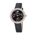 Swarovski Crystal Frost Black Dial Black Leather Strap Watch for Women - 5484058 Authentic Buy Shop Now