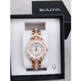 Bulova Crystal Mother of Pearl Dial Rose Gold Steel Strap Watch for Women - 98L197 Authentic Buy Shop Now