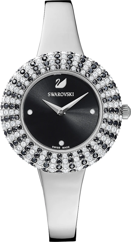Swarovski Crystal Rose Black Dial Silver Steel Strap Watch for Women - 5484076 Authentic Buy Shop Now
