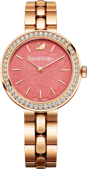 Swarovski Daytime Quartz Coral Dial Rose Gold Steel Strap Watch for Women - 5182250 Authentic Buy Shop Now