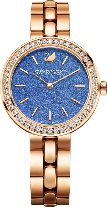 Swarovski Daytime Glittering Blue Dial Rose Gold Steel Strap Watch for Women - 5182277 Authentic Buy Shop Now