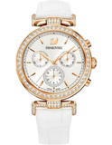 Swarovski Era Journey Silver Dial White Leather Strap Watch for Women - 5295369 Authentic Buy Shop Now