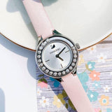 Swarovski Lovely Crystals Silver Dial Pink Leather Strap Watch for Women - 5261493 Authentic Buy Shop Now