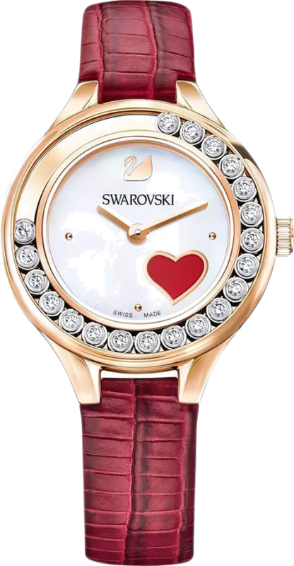 Swarovski Lovely Crystals Analog White Dial Red Leather Strap Watch for Women - 5297584 Authentic Buy Shop Now