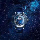 Swarovski Octea Lux Moon Crystal Blue Dial Blue Leather Strap Watch for Women - 5516305 Authentic Buy Shop Now