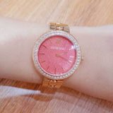 Swarovski Daytime Quartz Coral Dial Rose Gold Steel Strap Watch for Women - 5182250 Authentic Buy Shop Now