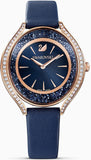 Swarovski Crystalline Aura Blue Dial Blue Leather Strap Watch for Women - 5519447 Authentic Buy Shop Now