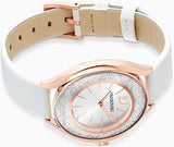 Swarovski Crystalline Aura Silver Dial White Leather Strap Watch for Women - 5519453 Authentic Buy Shop Now