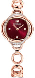 Swarovski Crystal Flower Red Dial Rose Gold Steel Strap Watch for Women - 5552783 Authentic Buy Shop Now