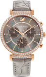 Swarovski Passage Chrono Grey Dial Grey Leather Strap Watch for Women - 5580348 Authentic Buy Shop Now