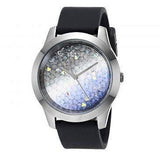 Guess Crush Crystals Silver Dial Black Rubber Strap Watch for Women - W1223L4 Authentic Buy Shop Now