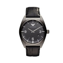 Emporio Armani Franco Black Dial Black Leather Strap Watch For Men - AR0368 Authentic Buy Shop Now