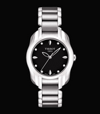 Tissot T Wave Black Dial Two Tone Steel Strap Watch For Women - T023.210.11.056.00 Authentic Buy Shop Now