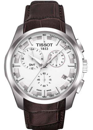 Tissot Couturier Chronograph White Dial Brown Leather Strap Watch For Men - T035.617.16.031.00 Authentic Buy Shop Now