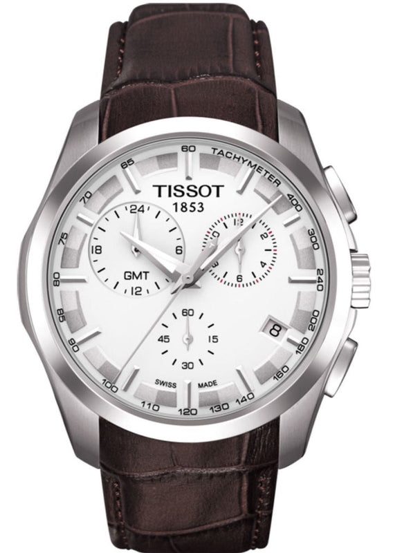 Tissot Couturier Chronograph White Dial Brown Leather Strap Watch For Men - T035.617.16.031.00 Authentic Buy Shop Now