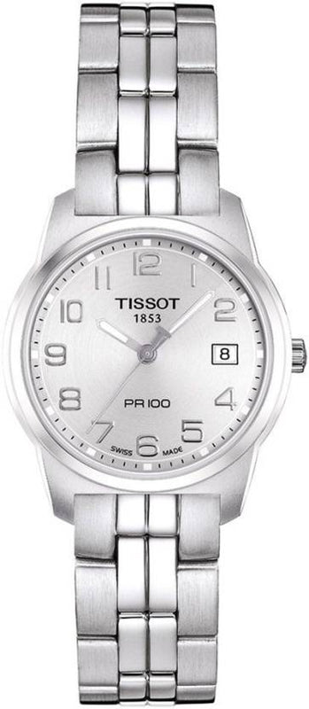 Tissot T Classic PR100 Silver Dial Silver Steel Strap Watch For Women - T049.210.11.032.00 Authentic Buy Shop Now