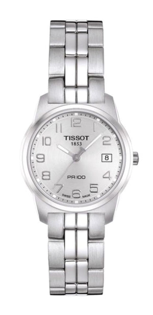 Tissot T Classic PR100 Silver Dial Silver Steel Strap Watch For Women - T049.210.11.032.00 Authentic Buy Shop Now
