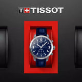 Tissot PRC 200 Chronograph Blue Dial Blue Leather Strap Watch For Men - T055.417.16.047.00 Authentic Buy Shop Now