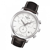 Tissot T Classic Tradition Chronograph White Dial Brown Leather Strap Watch For Men - T063.617.16.037.00 Authentic Buy Shop Now