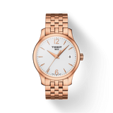 Tissot T Classic Tradition Lady White Dial Rose Gold Steel Strap Watch for Women - T063.210.33.037.00 Authentic Buy Shop Now