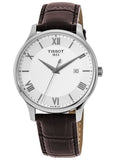 Tissot T Classic Tradition Silver Dial Brown Leather Strap Watch For Men - T063.610.16.038.00 Authentic Buy Shop Now