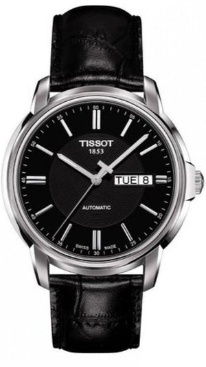 Tissot Automatics III Day Date Black Dial Black Leather Strap Watch For Men - T065.430.16.051.00 Authentic Buy Shop Now