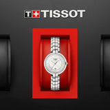 Tissot T Lady Flamingo Diamonds White Dial Silver Steel Strap Watch For Women - T094.210.11.116.01 Authentic Buy Shop Now