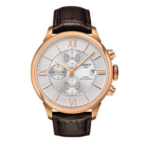Tissot Des Tourelles Chronograph Silver Dial Brown Leather Strap Watch For Men - T099.427.36.038.00 Authentic Buy Shop Now