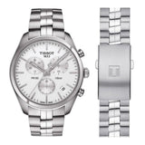 Tissot T Classic PR 100 Chronograph Silver Dial Silver Steel Strap Watch For Men - T101.417.11.031.00 Authentic Buy Shop Now
